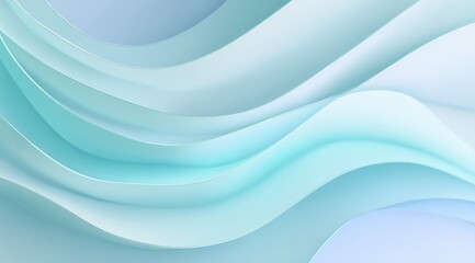 Fototapeta premium Abstract pastel blue and white wave pattern, smooth, flowing, layered curves create a calming, minimalist design