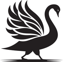 Minimalist Black Swan Silhouette Vector Art – Elegant Curves & Stylized Feathers