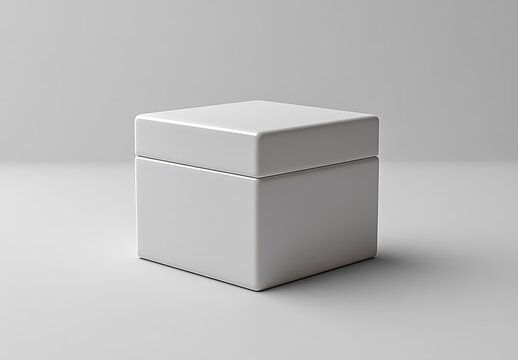 Mockup of plain white cube box with smooth surface

