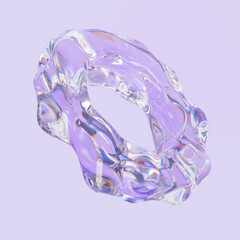 3d Glass fluid abstract shape, futuristic modern banner design, liquid purple stylized background illustration