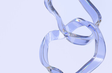 3d Glass fluid abstract shape, futuristic modern banner design, liquid light blue stylized background illustration