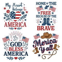Fototapeta premium Vintage 4th Of July T-shirt Vector, Trending Vintage Patriotic Fourth Of July Illustration, All American Independence Day Design Sublimation Bundle 