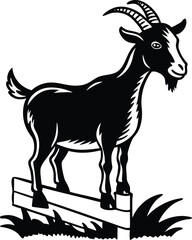 Fototapeta premium Goat Standing on Fence Post