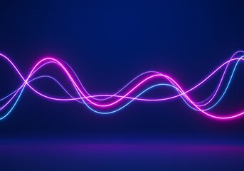 Neon light streaks in purple, pink, blue on dark blue background.
