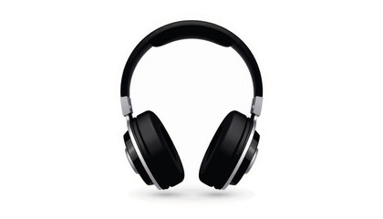 Sleek black and silver headphones against white background, modern audio