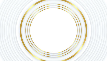 Abstract white gold circle space center modern luxury with stripes pattern background