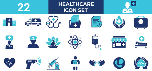 Modern Medical Icon Pack Doctors, Clinics, Nurses, Wellness and Hospital Symbols in Vector Style