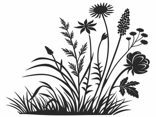 Monochrome Nature Scene Illustration