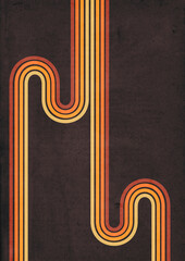 1970s background pattern. Vintage colored stripes on bleached out paper