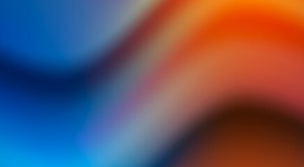 Abstract blurred background with vivid blue and orange gradient hues