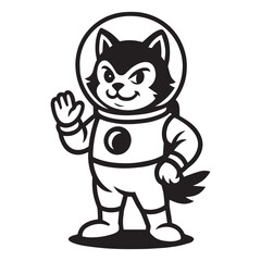 Obraz premium A Astronaut Cat Cartoon With Silhouette Vector Illustration