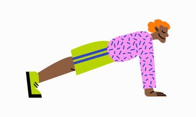 Vector collection with cartoon man who are engaged in different activities for health. Cute illustration of people doing physical exercises. Lifestyle for mental and physical wellness
