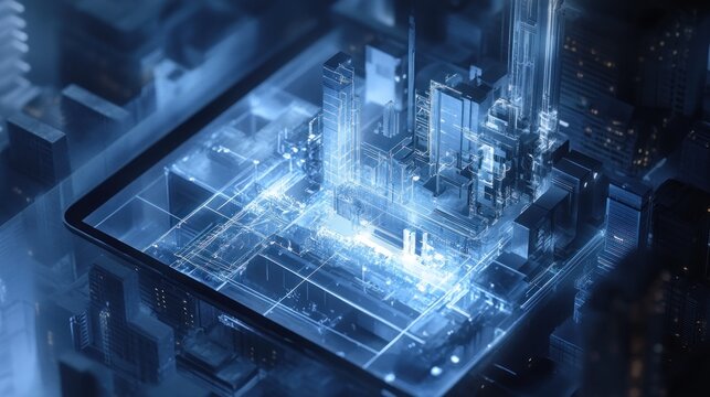 Futuristic city within a device