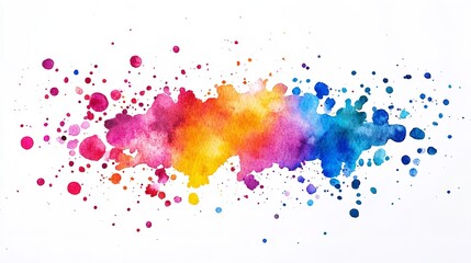 colorful paint splashes on white background
