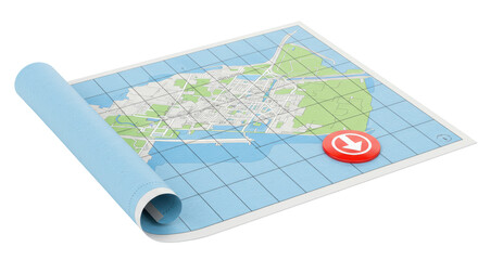 Isolated City Map with Navigation Pin