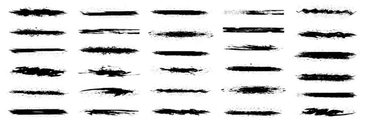 Set of brush strokes ink. Vector illustration