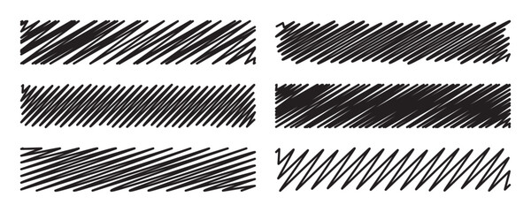 Naklejka premium Doodle scribble black shapes collection. Rectangle set. The hand drawing effect. Brush texture. Editable stroke. Vector elements for posters, banners, design and projects. White background.