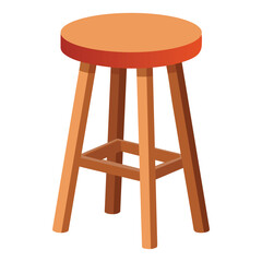 Isolated Wooden Stool and four legs Illustration on White Background for Design Projects