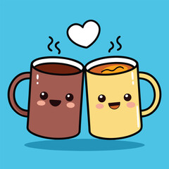 Two Best Friends Clinking Coffee Mugs.