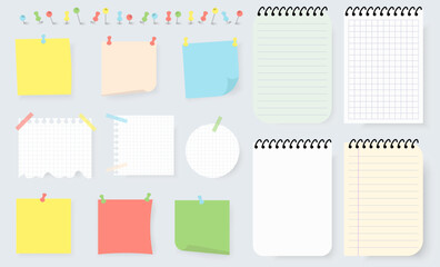 Set of memo sticky note. Vector illustration
