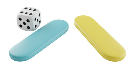 Isolated Dice and Game Pieces