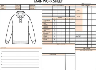 SPEC SHEET design illustration for garments