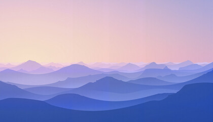 Abstract mountain landscape with soft purple and blue tones  