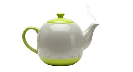 Isolated Green and White Teapot