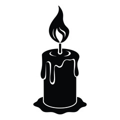 burning candle silhouette with-melting wax shape.