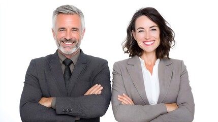 Smiling Professional Business Team Standing with Arms Crossed