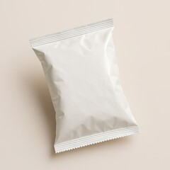 White foil snack pouch mockup in tilted angle