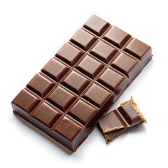 Fototapeta premium chocolate bar with crack on white background