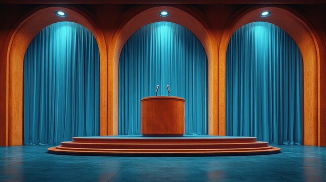 Empty podium stage presentation event