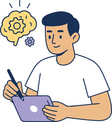 Creative Thinking Vector Illustration, Isolated on White Background.