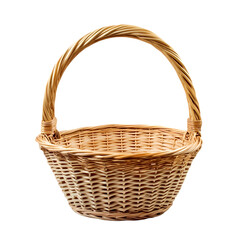 Wicker Basket Rustic Woven Container Gift Basket Easter Basket Handmade Crafts isolated on transparent background