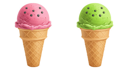 Isolated Two Ice Cream Cones