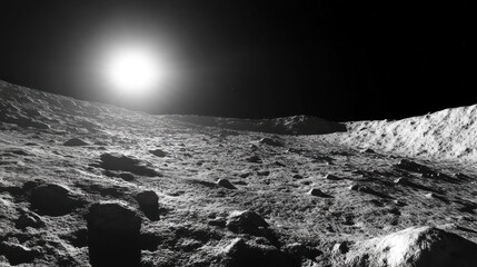 Moon surface, bright light