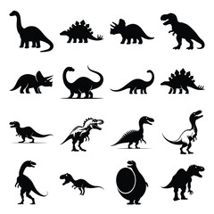 Dinosaur minimalist silhouette vector icon set clipart illustration & drawing