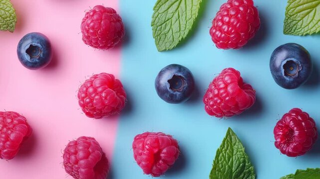 raspberries and blueberries