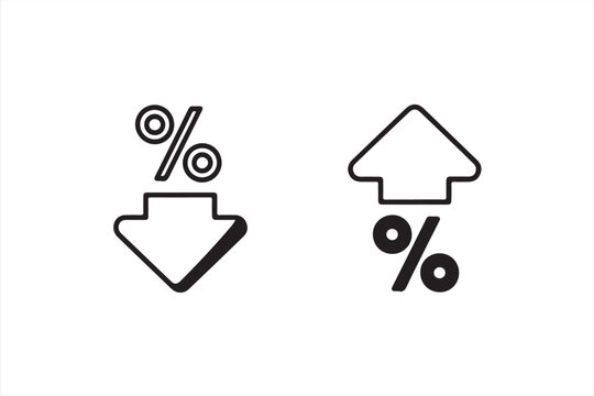 Upward and Downward Arrows with Percentage Symbols for Financial Data