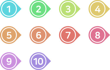 Obraz premium Set of Colorful Powerpoint element Numbers from 1 to 10