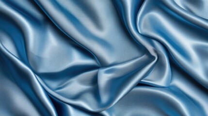 Fototapeta premium Elegant blue-gray synthetic silk background with delicate folds and realistic fabric highlights