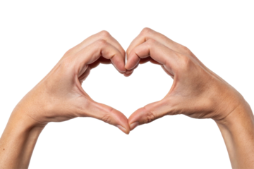 Hands Forming Heart Shape Gesture Representing Love and Affection on Transparent Background