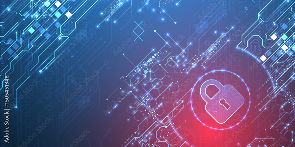 Aufkleber Data security Illustrates cyber data or information privacy idea. Color abstract  technology background.