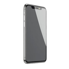 A modern sleek smartphone gleaming against a dark backdrop showcasing on transparent background
