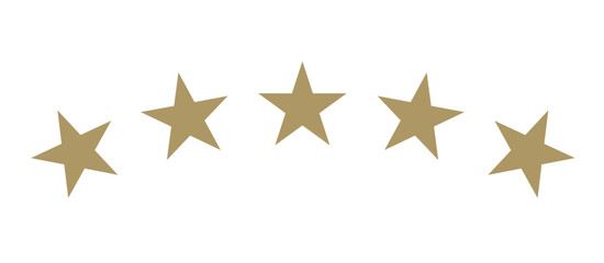 Obraz premium golden five star vector, reward, high end. 5 star gold rating icon. Score ranking and review. feedback and evaluation designs.