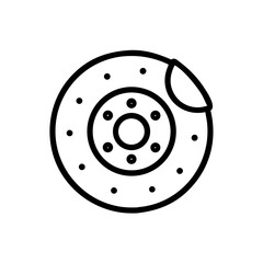 Brake disc simple vector linear icon design in black and white  