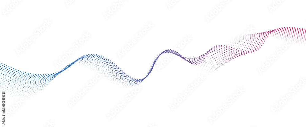 Poster Flowing Dot Wave halftone gradient pattern on transparent background	
