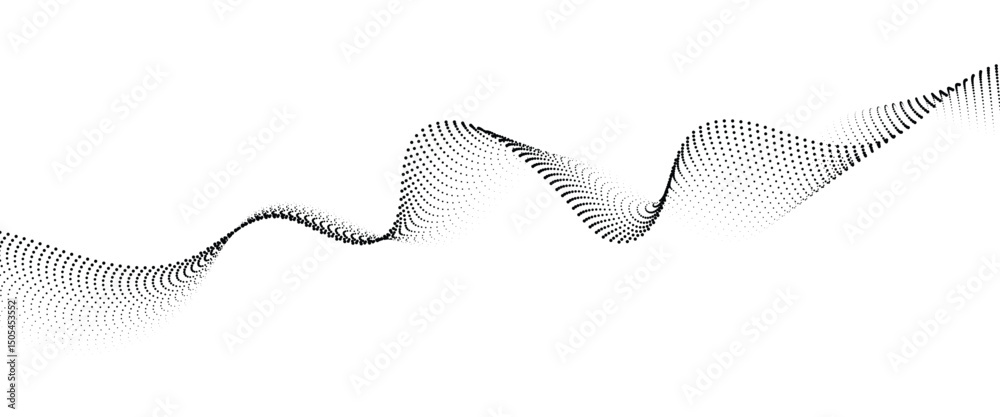 Poster Flowing Dot Wave halftone gradient pattern on transparent background	
