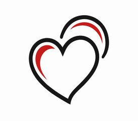 Two Intertwined Hearts: Red and Black Love Icon